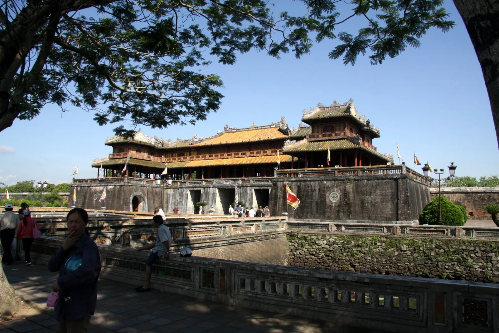 Ngo Mon Gate of the Hue Imperial City seen across the moat