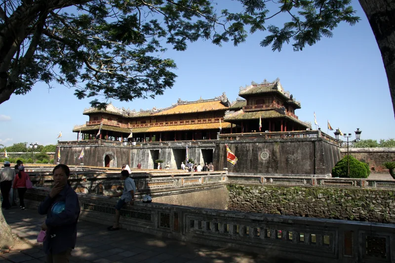 Ngo Mon Gate of the Hue Imperial City seen across the moat